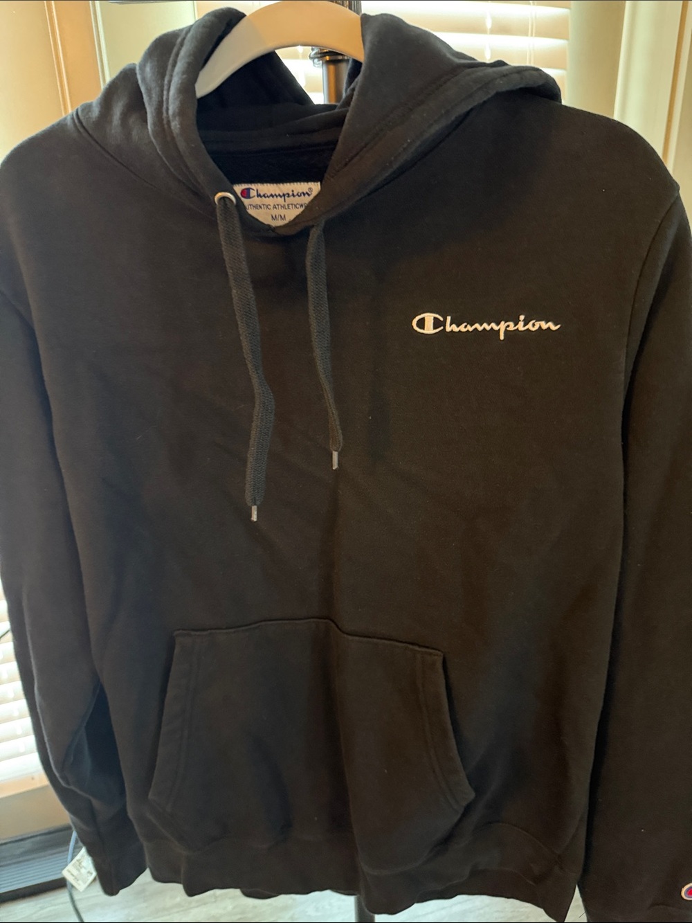 Champion Black Crewneck Hoodie with Script Logo